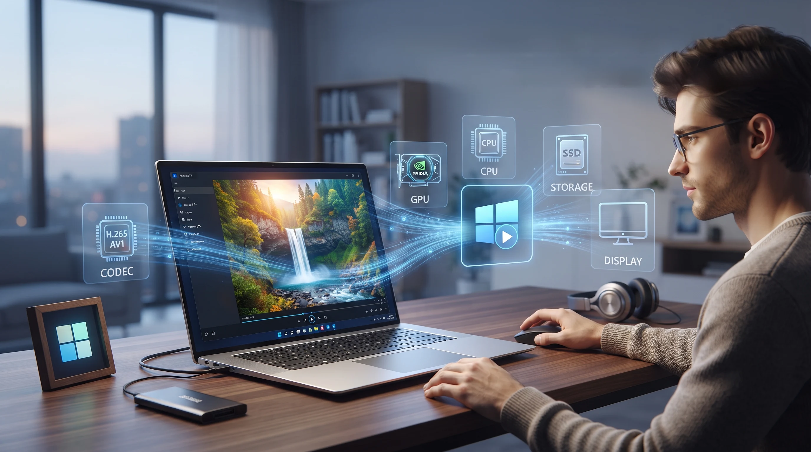 Video playback controls on a Windows computer
